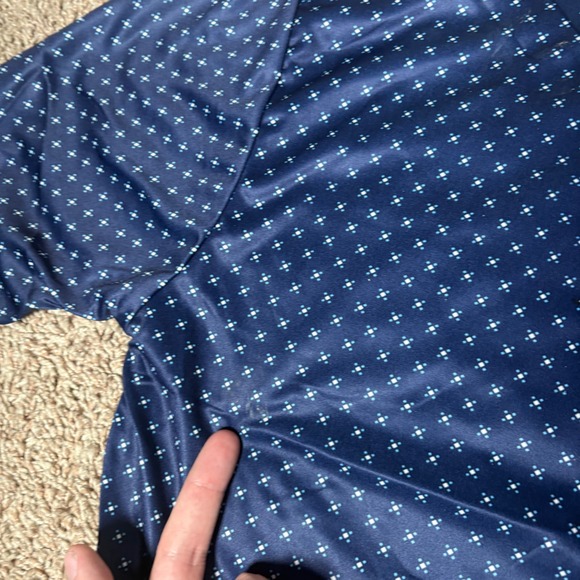 Collars & Co Mens 3XL Navy Geometric Print Short Sleeve Polo Shirt - Picture 7 of 8